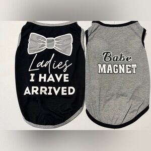 2 pk Black and Gray Dog Pet Shirts with Fun Prints Various Sizes